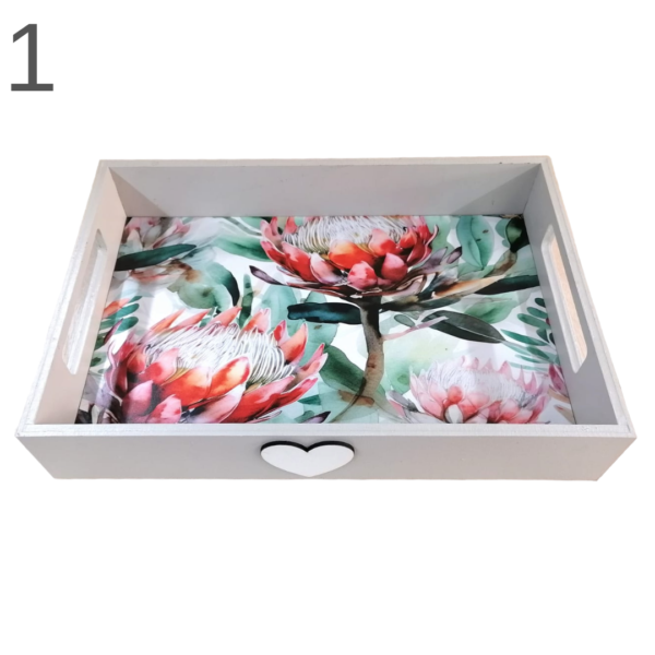 Box Tray with Heart Floral - (Various)