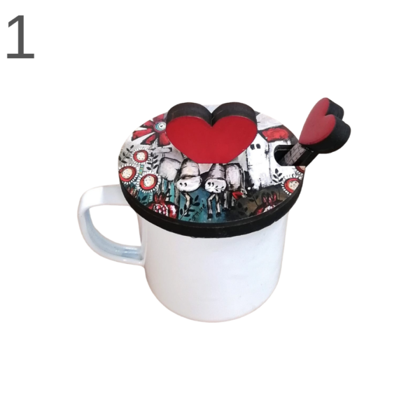 Enamel Mug With Spoon and Lid - (Various)