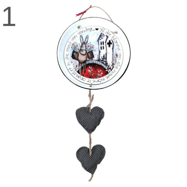 Hanging Enamel Bowl With Hearts - (Various)