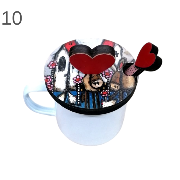 Enamel Mug With Spoon and Lid - (Various) - Image 10