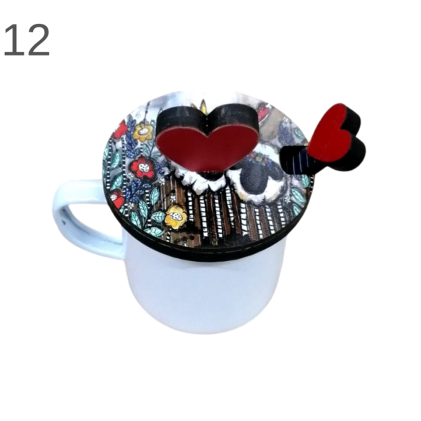 Enamel Mug With Spoon and Lid - (Various) - Image 12