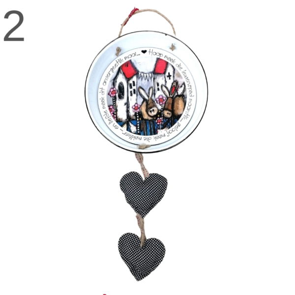 Hanging Enamel Bowl With Hearts - (Various) - Image 2