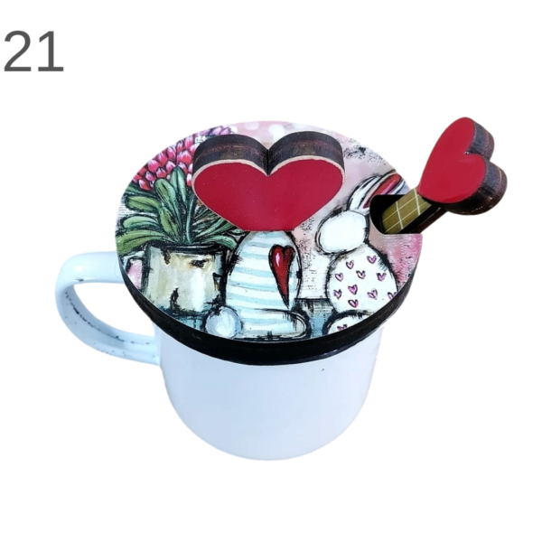 Enamel Mug With Spoon and Lid - (Various) - Image 21