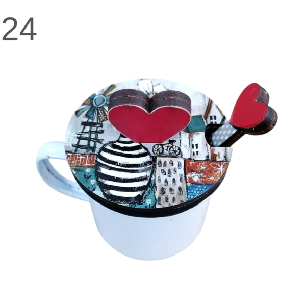 Enamel Mug With Spoon and Lid - (Various) - Image 24