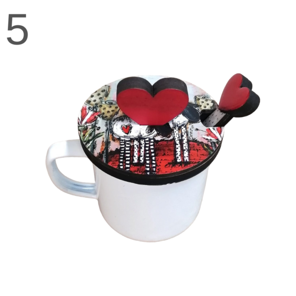 Enamel Mug With Spoon and Lid - (Various) - Image 5