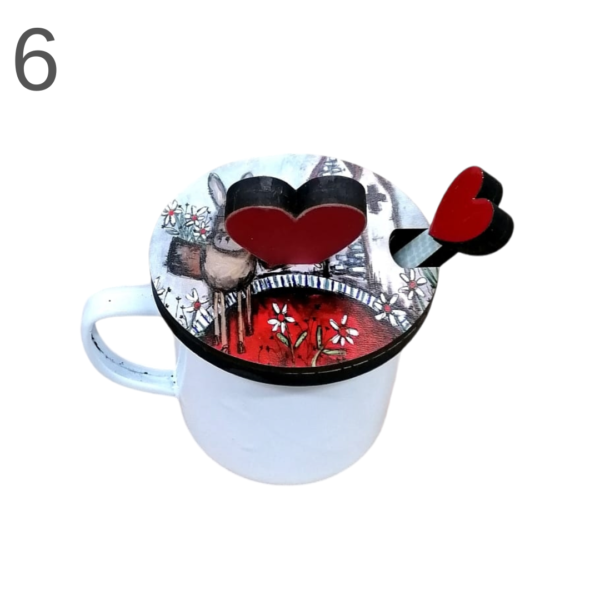 Enamel Mug With Spoon and Lid - (Various) - Image 6
