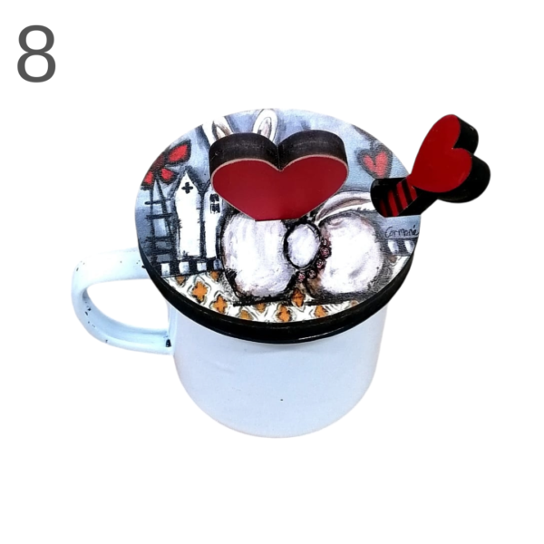 Enamel Mug With Spoon and Lid - (Various) - Image 8