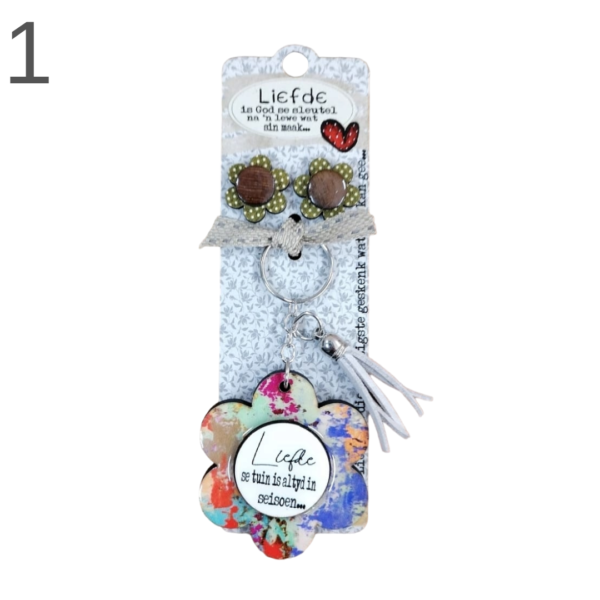 Flower Keyring & Earring Combo - (Various)