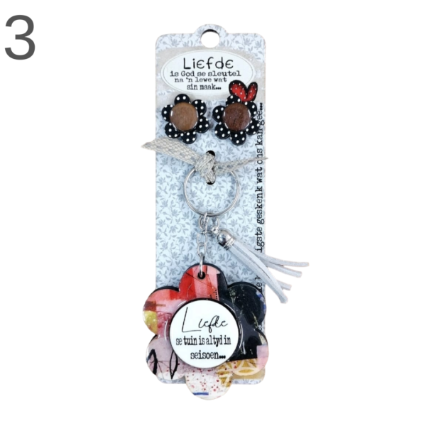 Flower Keyring & Earring Combo - (Various) - Image 3