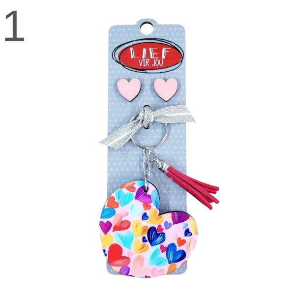 Heart Keyring & Earring Combo - (Various)