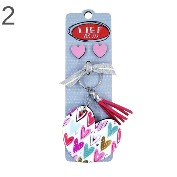 Heart Keyring & Earring Combo - (Various) - Image 2