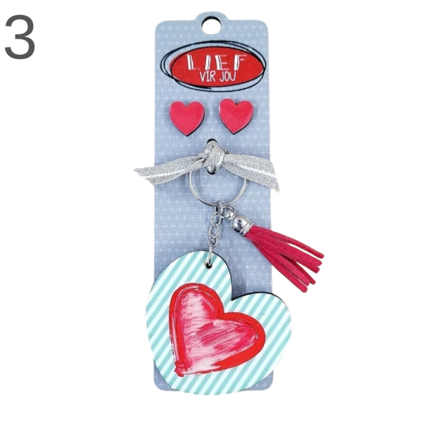 Heart Keyring & Earring Combo - (Various) - Image 3